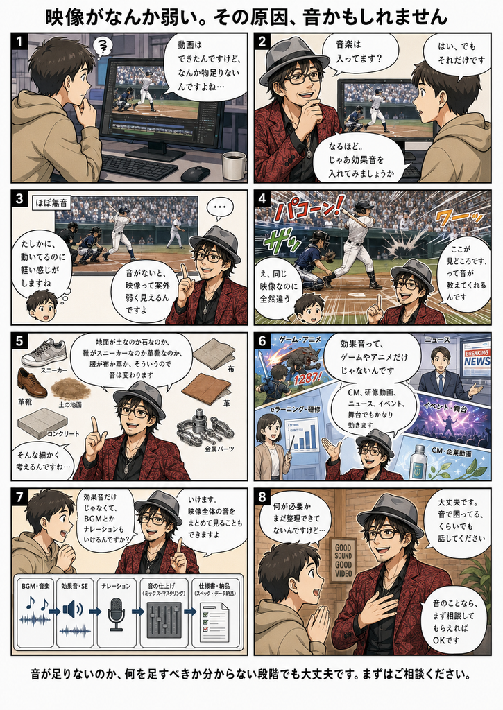 効果音の役割を紹介する漫画